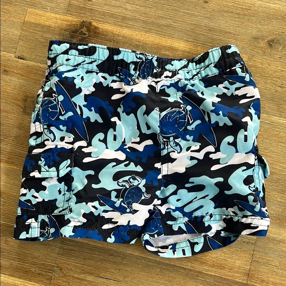 George Blue and Black Swim Trunks Quick-Dry Camo